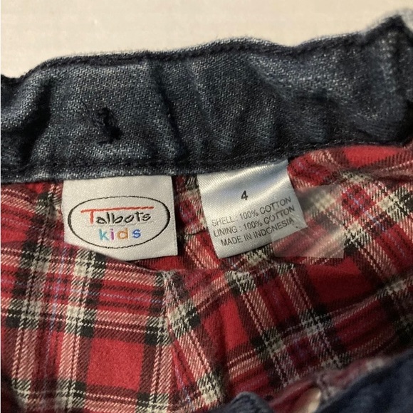 Talbots Kids size 4 boys red flannel lined adjustable waist denim jeans - Picture 5 of 6